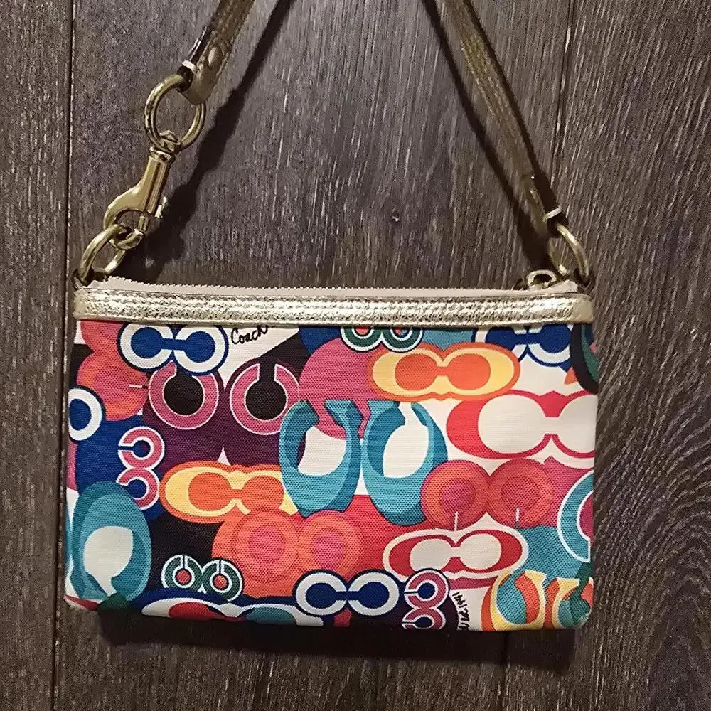 *SOLD*Coach Poppy Multicolor Wristlet Clutch - Picture 3 of 9
